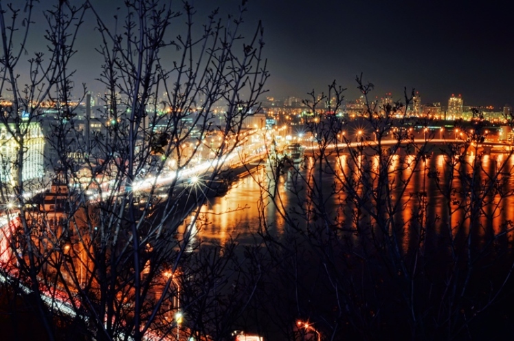 View on the Dnipro river in the evening